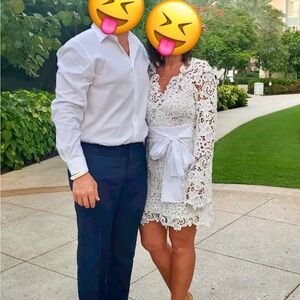 VENUS White Lace Long Sleeve Dress